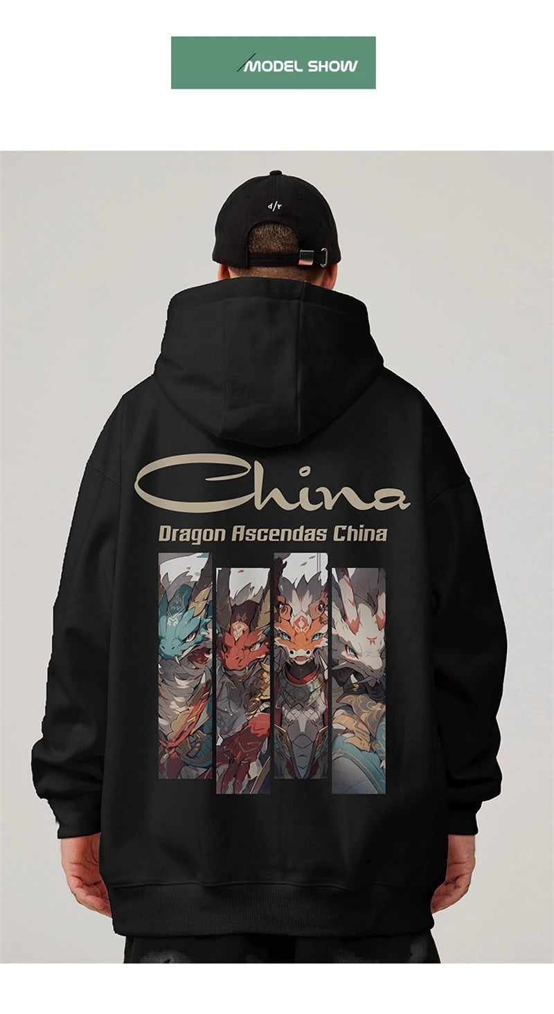 Dragon Ascendas China Graphic Sweatshirts Hombre Hip Hop Fashion Hoodie