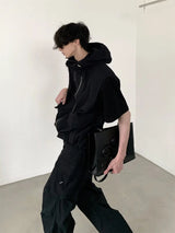 summer sleeveless set men women multi pocket hooded vest jogging cargo pant spring loose casual zipper two piece suit street unique cargo style 439