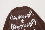 rainbowtouches men sweaters high street letter graffiti holes trendy pullover vintage loose knitted sweater spring and autumn - oversized streetwear hoodie, urban fashion pullover, unisex casual winter pullover