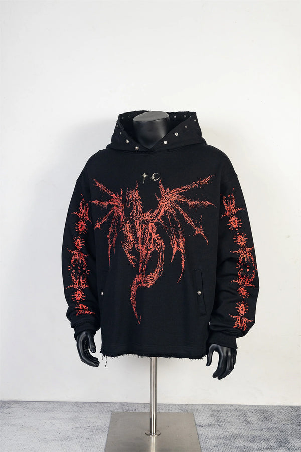 Trapwear Streetwear – 24Ss Thug Club High Street Dragon Print Cotton Casual Oversi – Streetwear Fashion for Men & Women
