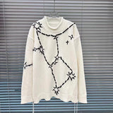 techwear flame knit sweater with structured oversized fit, ideal for cold streetwear layers, men’s streetwear clothing piece 