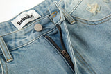 washed blue oversized torn jeans for men streetwear hip hop large destroyed wide leg jeans baggy straight ripped denim pants unique jeans style 5449