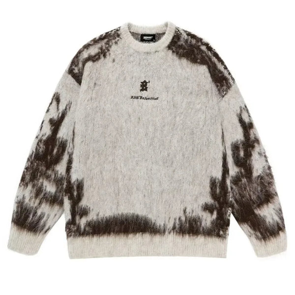 grunge knit pullover for fall and winter, oversized aesthetic with urban style, mens fashion layer for modern streetwear coll