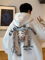 New Goth Graphic Printed Hooded Sweatshirts For Men Y2K Vintage Street