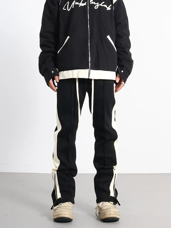 hip hop loose fit elastic waist pants fashion streetwear pants men casual loose bottom zipper drewstring sportwear pants joggers relaxed fit joggers