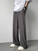 summer texture straight pants for men korean fashion baggy wide leg trousers casual drape pleated striped y2k pantalones hombre unique default style 508