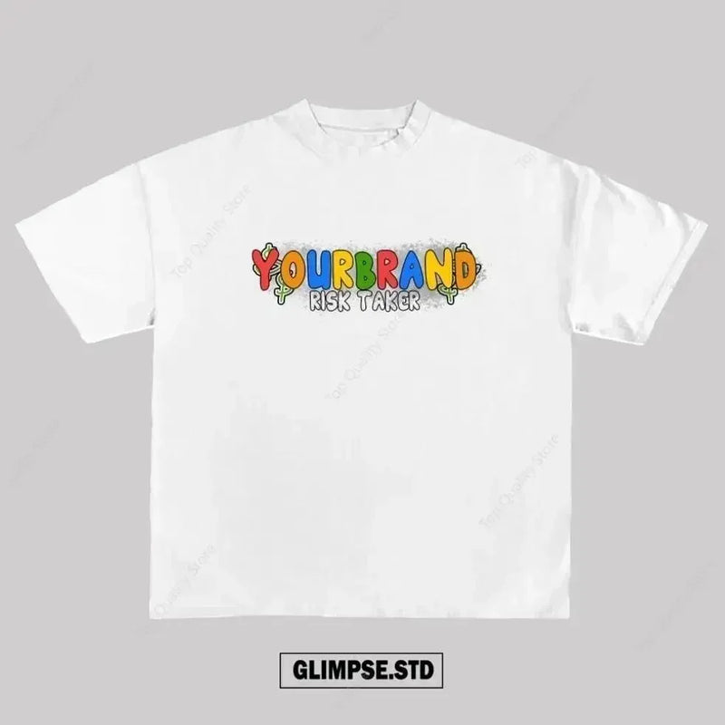 Vaporwave Anime panel – New Gothic Cartoon Toy Letter Printed Large Pattern T Shirt