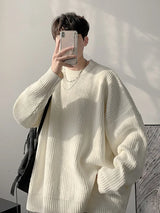 bold fire sweater, layered fit piece, aesthetic soft knit grunge sweater for cozy streetwear