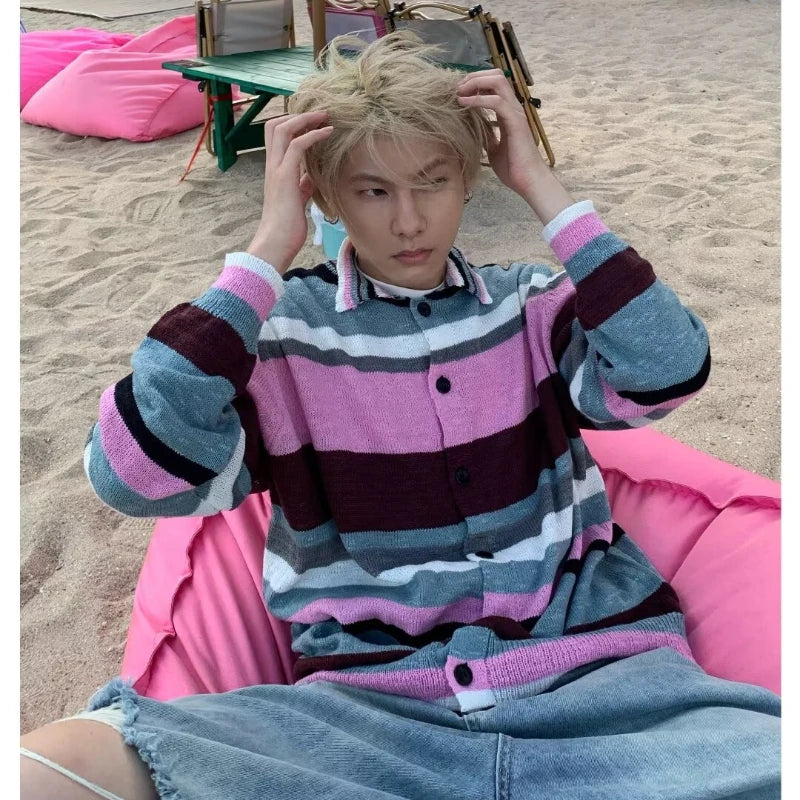 minimalist knit jumper, daily wear essential, trendy urban fashion top for men, layered streetwear look