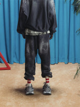 rrr123 brand fashion high street heavyweight best quality cotton washed distressed drawstring casual sport pants unique default style 6137