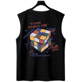 Glitchcore Chrome print – Summer Cartoon Cube Graphic Printed Sleeveless Tee Shirts