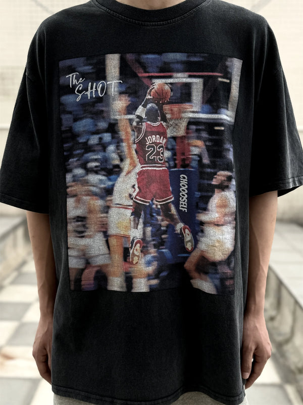 Vintage Retro  “ The Shot  ” Michael High-Street Oversized Hip-Pop Style Casual Cotton T-Shirt Tops For Summer
