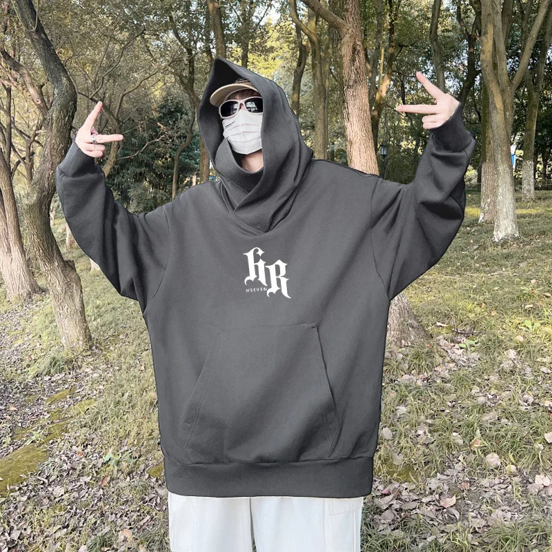 Autumn Ninja Neck Streetwear Hoodies Men Fleece Goth Letter Hip Hop Ho
