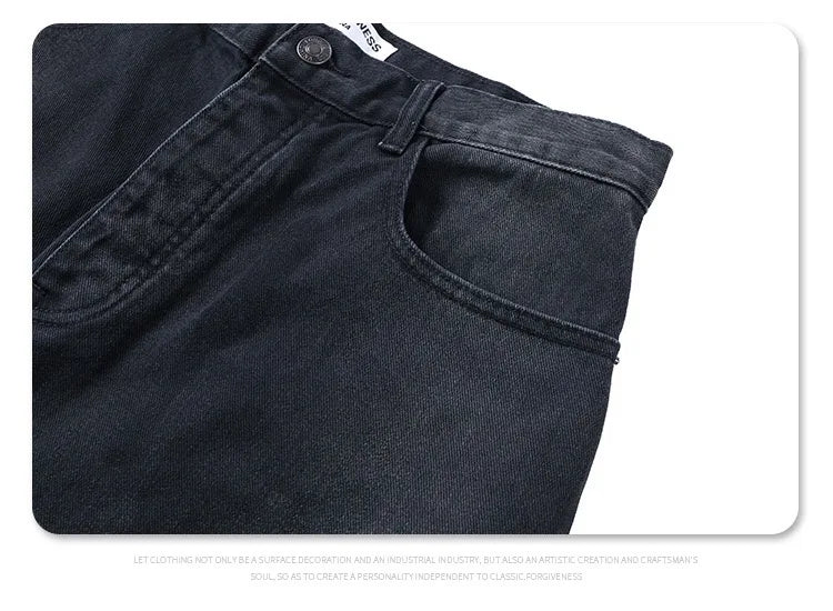 24Spring wash black ash straight tube baggy jeans