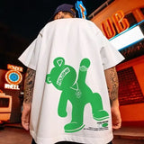 Glitchcore Chrome print – Summer Creative Cartoon Bear Printed T Shirt For Men Short S