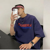 Vaporwave Chrome logo – American Retro Simple Five Quarter Sleeve Trendy Letter Prin