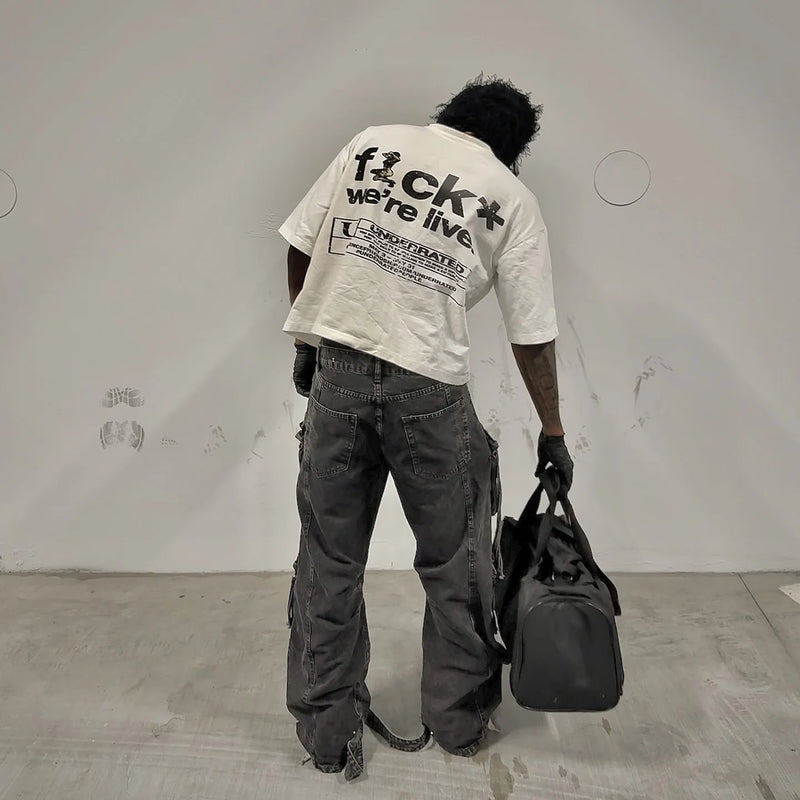 Y2K Trapcore T-Shirt – Money Bag Flame Print Urban Style
