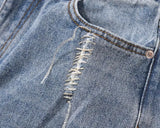 fashion loose streetwear denim jeans new casual wide legs straight jean pants hip hop tassel joggers baggy jeans men clothing unique joggers style 432
