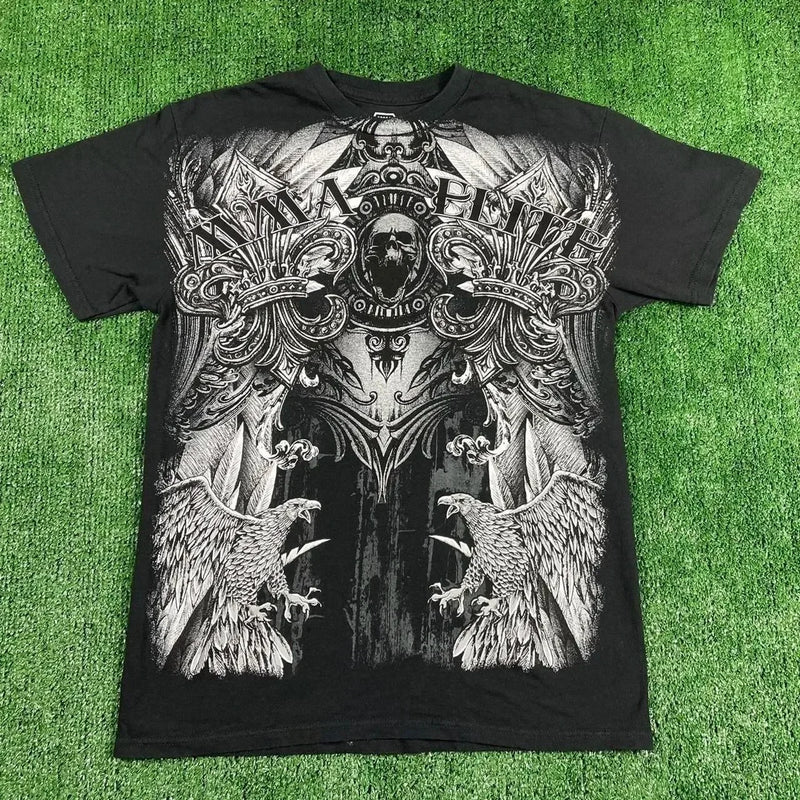Vaporwave Crying angel – Dark Punk Y2K 90S Harajuku Round Retro Skull Large Pattern S