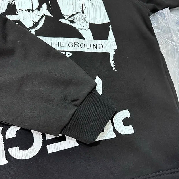 Grunge skate hoodie with ripped fabric details
