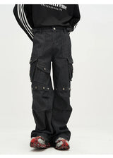 punk rivet denim jeans pants mens 2023 harajuku streetwear bottom zipper cotton casual oversize joggers straight pants trousers unique joggers style 4471