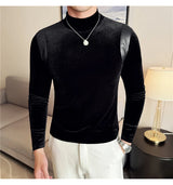 Trapwear Graphic tee – Turtleneck Stretch Slim Fit T Shirt Men Long Sleeve Thicken
