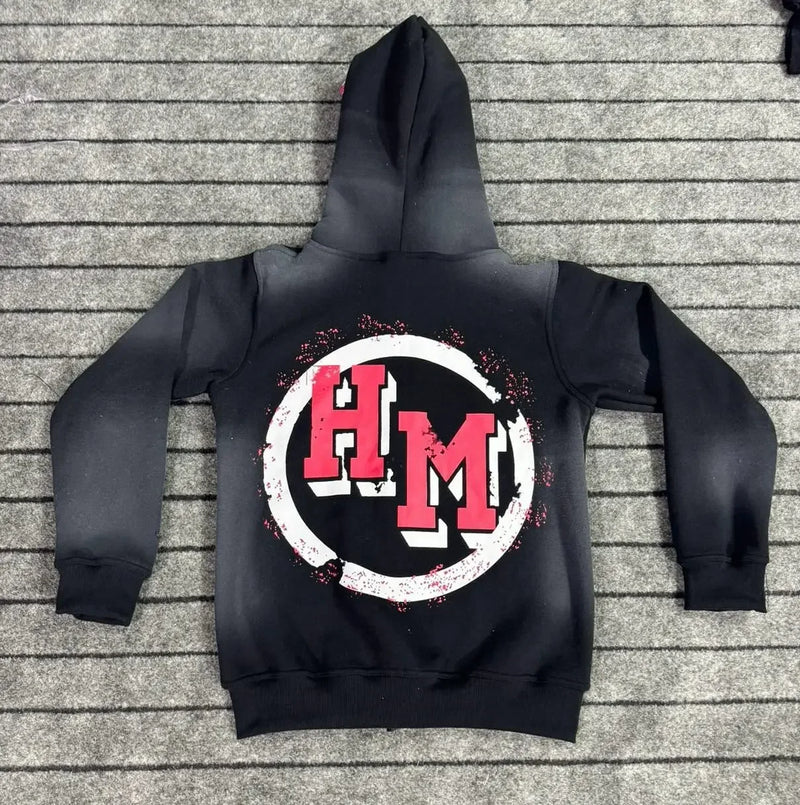 American Gothic Fashion Letter Pattern Print Oversized Hoodie Mens Y2K