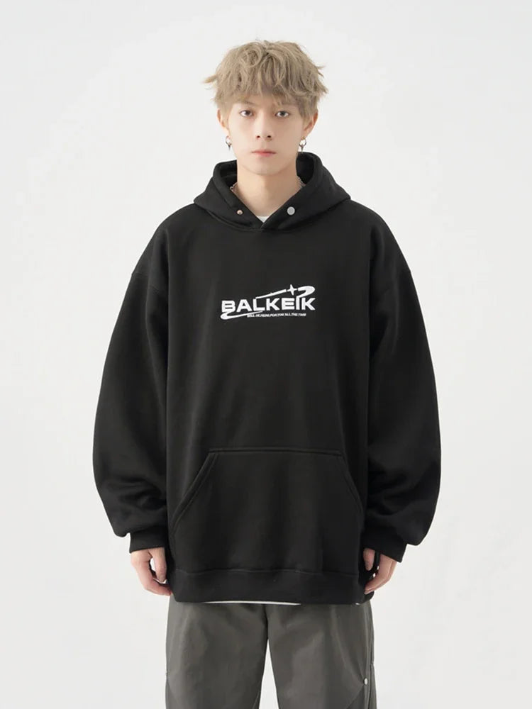 2024 Korean Fashion Pullover – Winter Letter Embroidered Baggy Hoodies For Men Y2K Vintage Streetwear Hooded Sweatshirt Hip Hop Fashion Fleece Pullover Hoody | Zip Knit Drop #212