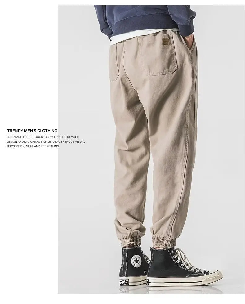 2024 autumn mens khaki cargo pants korean slim fit sports pants harajuku high street sweatpants casual mens clothing new unique joggers style 4388
