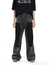 hip hop graffiti black wide leg jeans mens vintage distressed patches ink splashed jeans y2k logging cargo denim trousers women unique cargo style 4499