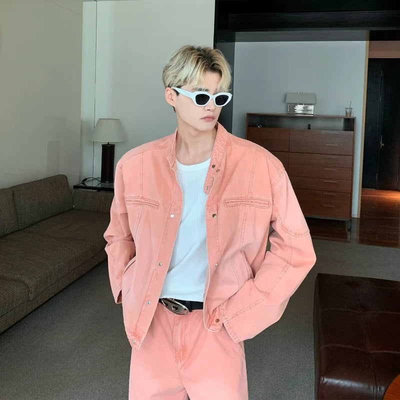 outdoor high street denim mens sets spring single breasted trendy harajuku jackets cowboy two piece hip hop couple suits new denim street jeans