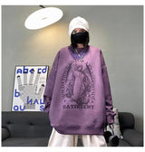 Autumn Korean Personality Street Boys Unisex Round Neck Sweatshirt Trendy American Couple Suede Long-sleeved Shirt Top