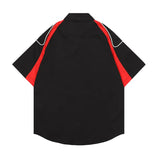 Fashion Mens Racing Embroidered Short Sleeves Shirt Casual Short Sleeve Hawaiian Shirt Hip Hop Harajuku Streetwear Loose Shirts
