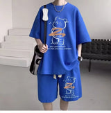 Vaporwave Crying angel – Summer Men Tracksuit Japan Cartoon Streetwear Cool Bear Prin