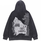 Graphic hoodie for gothic grunge urban looks — graphic premium hoodie | boxy baggy fit | streetwear gothic, grunge, urban aesthetic | denim material | all-season wea