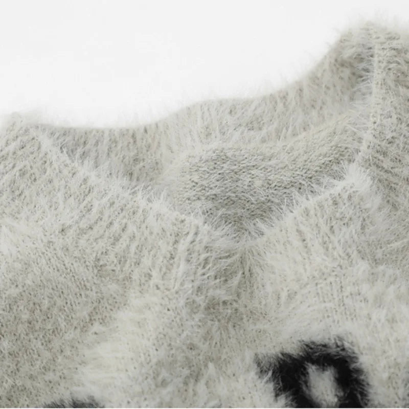 fashion knitted sweater mens winter o neck letters pullover streetwear unisex casual loose warm hairy sweaters jumper knitwear - urban fashion pullover, high quality cotton hoodie, anime inspired graphic hoodie