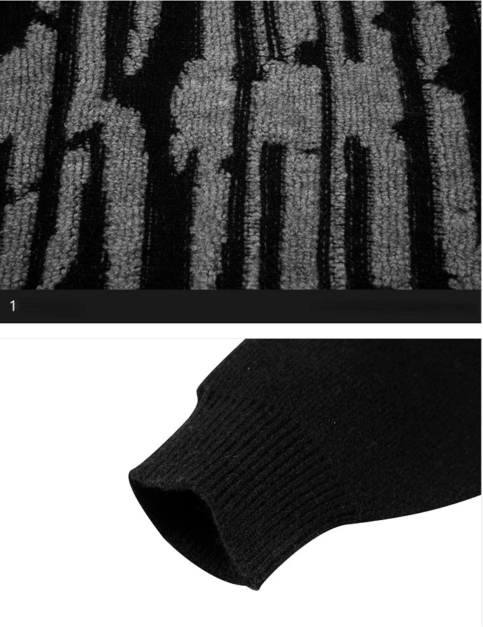 mens sweater fashion patchwork fake two pieces streetwear hip hop knitted sweaters pullover casual cotton sweater unisex clothes - Y2K grunge street style, bold artwork streetwear hoodie, oversized streetwear hoodie