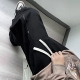 new korean fashion cargo straight pants for men autumn casual zipper pocket drawstring trousers classic tactical y2k pantalones baggy cargo bottoms