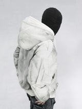 Urban Grunge Double-Layer Hoodie – Leather Texture Streetwear