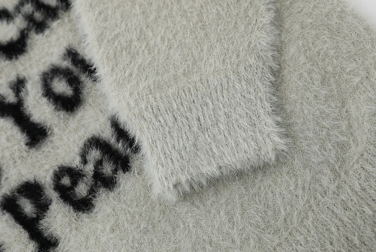 fashion knitted sweater mens winter o neck letters pullover streetwear unisex casual loose warm hairy sweaters jumper knitwear - bold artwork streetwear hoodie, oversized streetwear hoodie, vintage look oversized hoodie
