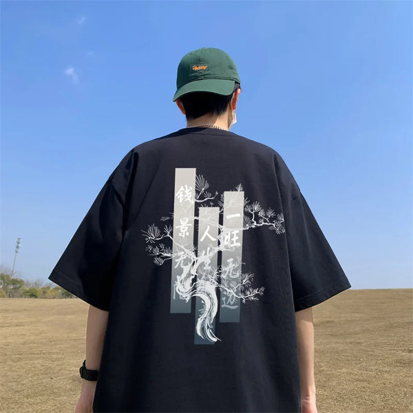 Harajuku Vintage anime – Chinese Style Graphic Short Sleeve T Shirts Mens Fashion
