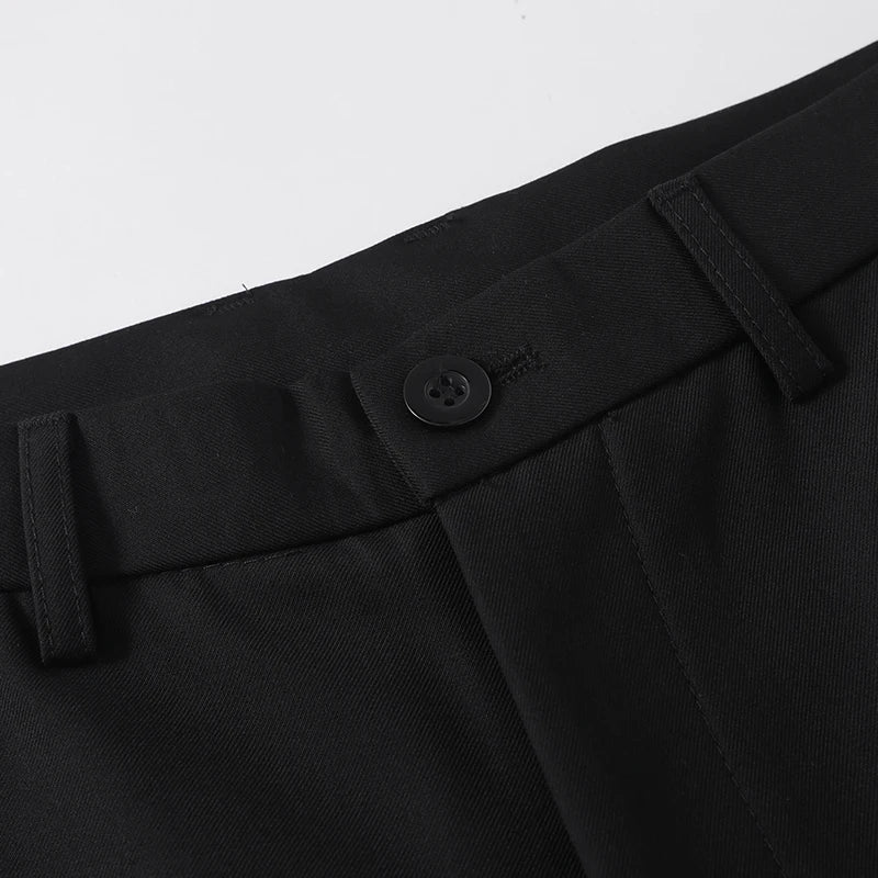 extended length edition men streetwear fashion hip hop vibe straight black pant casual business suit long pants trousers menswear bottoms