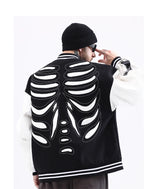 mens streetwear jacket bone skeleton baseball bomber retro coat hip hop harajuku loose oversized unisex nan fashion photo sty - variant style 4163ff for streetwear fashion