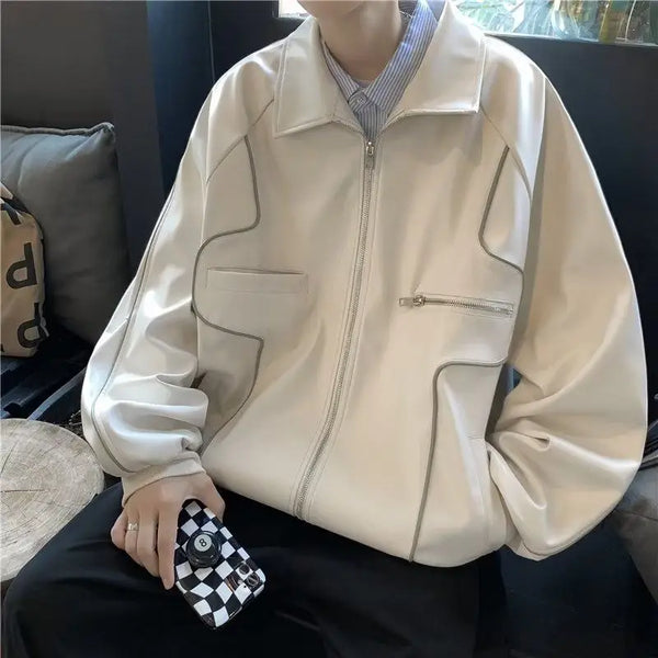 American Retro Pu Leather Jacket Spring And Autumn Hiphop High Street