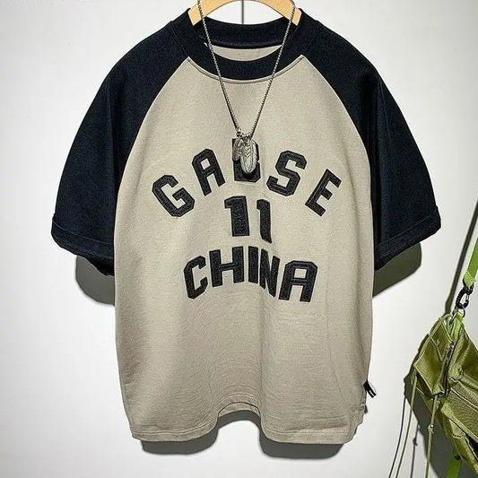 Y2k Melting smiley – Korean Mens Summer New Style Retro Letter Printed Short Slee