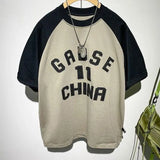 Y2k Melting smiley – Korean Mens Summer New Style Retro Letter Printed Short Slee