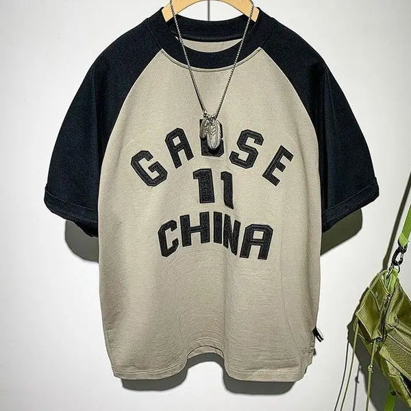 Y2k Melting smiley – Korean Mens Summer New Style Retro Letter Printed Short Slee