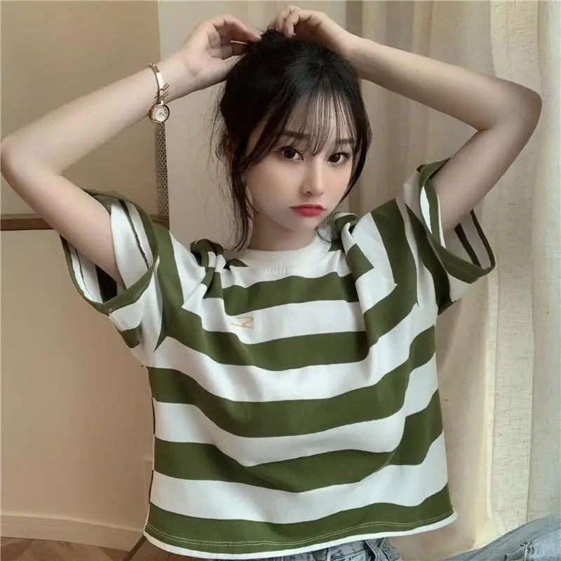 Anime Crying angel – Summer 2024 New Style Striped Salt Short Sleeved T Shirt For