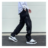 american street wear machine oversized joggers pants rubber side zipper nylon casual pants harajuku mens black track pants unique joggers style 3803