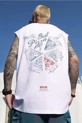 Sadcore Crying character – New Anime Cartoon Pizza Print Tank Tops Men 2024 Summer Hip